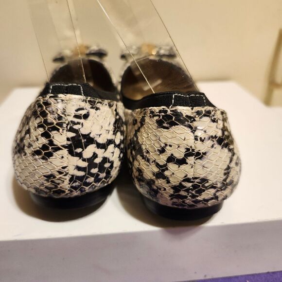 Kate Spade "Tock" Blk/Wht Snake Print Leather Ballet Flats w/Bow sz.8.5 Ret.$198 - Picture 7 of 8